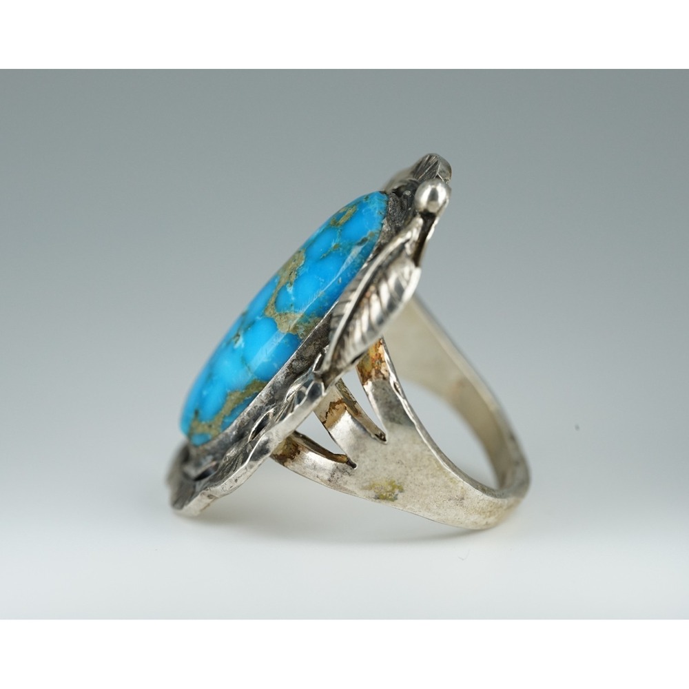 Men's Navajo‎ Sterling Silver Natural Kingman Turquoise Ring - 23.71g Size 12.25 - Picture 6 of 7